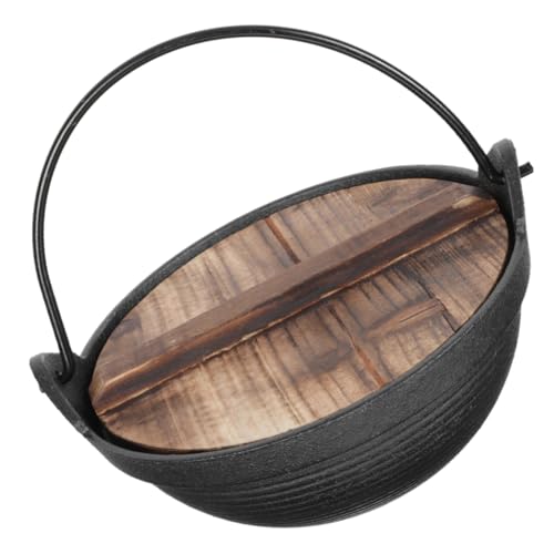 BESTonZON Japanese Iron Camping Cook Pot Multi Use Sukiyaki Pot with Hanging Handle for Outdoor Cooking for Noodles and
