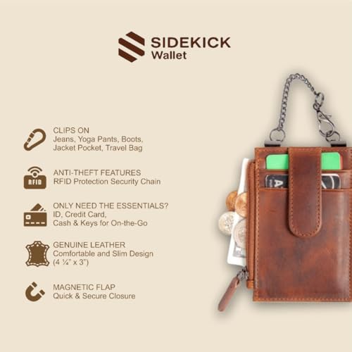 Image of RFID Blocking Boot Wallet with Security Chain & Zipper Lock - Genuine Leather Wallets for Men, Travel Wallets Women, Minimalist Leather Card Holder