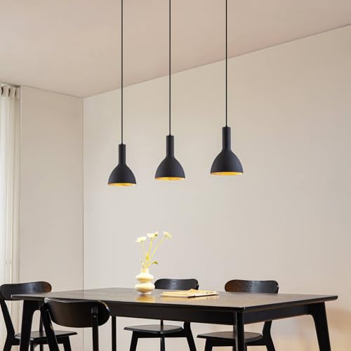 Suspension Cosmina noire à 3 lampes E27 intensité variable pour cuisine moderne - 2