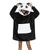 LATH.PIN Panda oversized deken-hoodie, flanel met capuchon, pulloverdeken, sweatshirt, uniseks