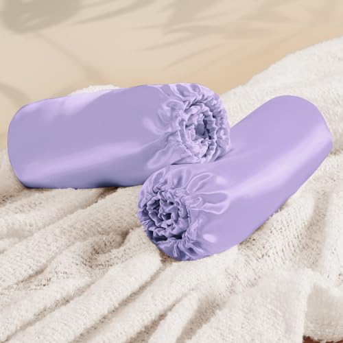 Image of Entisn 28x52 Satin Fitted Crib Sheet 2 Pack, Light Purple