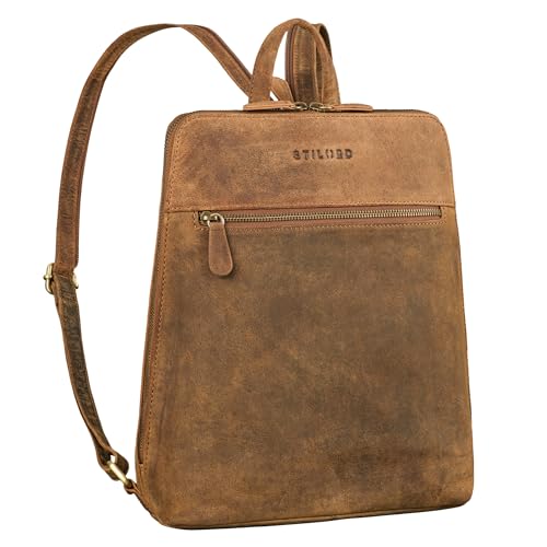 Sac a dos cabine femme cuir STILORD Doris marron, sac de voyage compact et antivol tendance