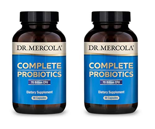 Dr. Mercola Complete Probiotics 180 Capsules - 90 Servings- 2 Bottles - Twice Daily Probiotic Supplement - 70 Billion CFU - Acid & Bile Resistant - Promotes Digestive Health and Supports Immune System