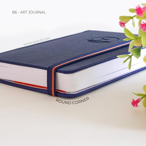 Image of NEORAH - B6 - ART JOURNAL | 200Gsm Dotgrid Notebook |144 Pages(17.5 x 12.5 cm) | Lay Flat |HardCover Bullet - Journal |3 Bookmarks |Elastic Closure| Inner BackPocket | Ideal-Bujo,Drawing (DARK BLUE)