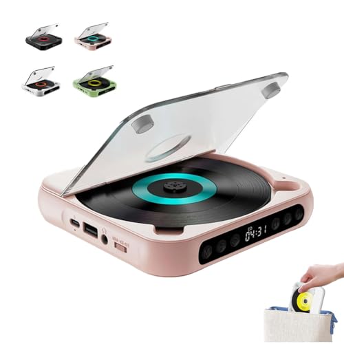 Reproductor de CD portátil con Bluetooth 5.3, reproductor de CD personal para el hogar, reproductor de CD pequeño recargable, sonido de alta fidelidad, compatible con CD/AUX/USB, compacto y ligero