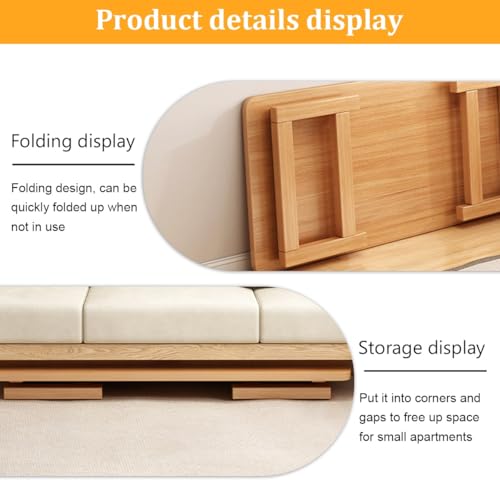 Table basse pliante rustique en bois 100x48cm avec rangement salon