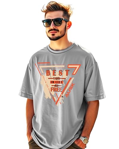 Image of AUSK T-Shirt for Mens with Round Neck Oversized Drop Shoulder