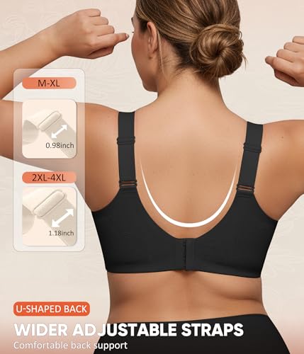 Image of Jelly Bras for Women Plus Size Minimizer No Underwire Supportive Full Coverage Wider Straps Seamless Tshirt Bra