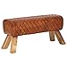 FineBuy Sitzbank Echtleder/Massivholz 89x46x35 cm Leder Modern Turnbock | Springbock Lederhocker | Sitzhocker Turnbank Gepolstert