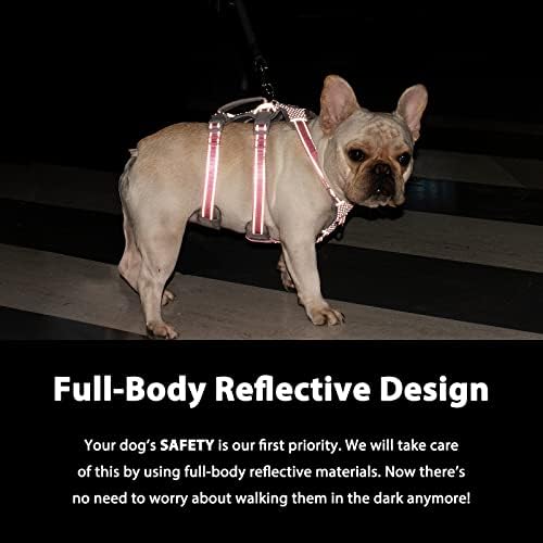 Huntboo Escape Proof Dog Harness, No Pull Reflective Harness with Lift Handle, Adjustable Pet Vest with Front and Back Leash Clips for Small Medium Large Dogs Walking Hiking Training (Red,L) — view 3
