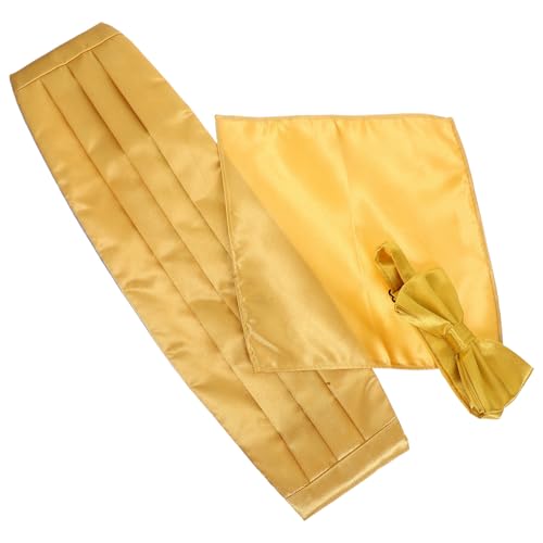 Set formal de hombre con fajín y corbata dorado miniatura 1
