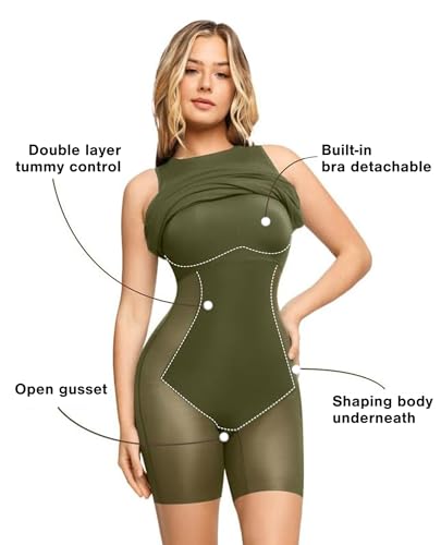 Image of Popilush Women's Bodycon Dress Ruched Sleeveless Slimming Shapewear Casual Club Evening Party Cocktail Midi Fall Dresses