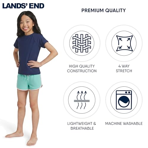 Image of Lands' End Girls' Swim UPF 50+ Short Sleeve Sun Tee Rash Guard Shirt