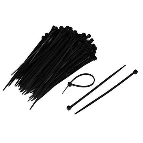 Aexit 100 Pcs Clamps Self Lock Wrap Cable Loop Cord Wire Zip Ties Black Strap Clamps 100mm Long