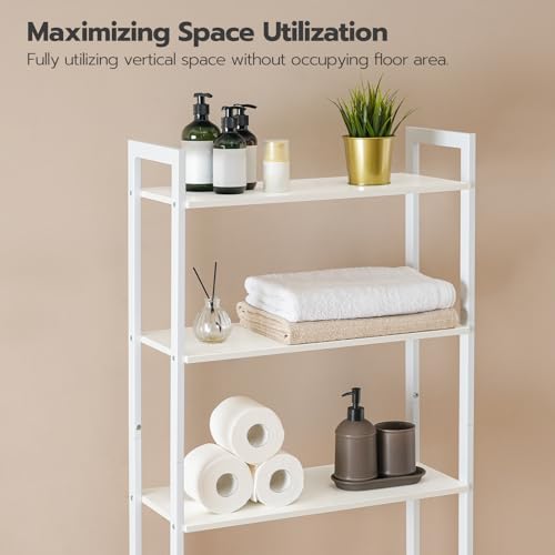 Image of HOOBRO Over The Toilet Storage, 3-Tier Bathroom Organizer Shelf Over Toilet, Freestanding Bathroom Storage Shelves, Space Saver, Easy to Assemble for Room, White WT41TS01