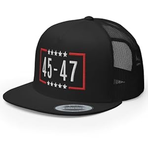 NG 45 47 Embroidered Flat Bill Trucker Hat High Crown Adjustable MAGA Make America Great Again Trump Cap