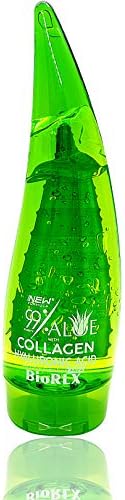 BioRLX 99% Purity Aloe Vera Gel with Collagen and Hyaluronic Acid for Face, Body and Hair & Soothing, Moisture, Sun Burns, Anti Wrinkle, Anti Aging, Razor Bumps, Dry Skin (250ml)