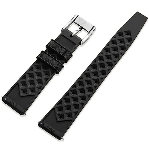 Fluororubber Watch Strap with Quick-Release Fastener, Tropical Style, Soft FKM Rubber Strap for Watches, Universal Replacement Strap, 18mm, 20mm, 22mm, Men and Women