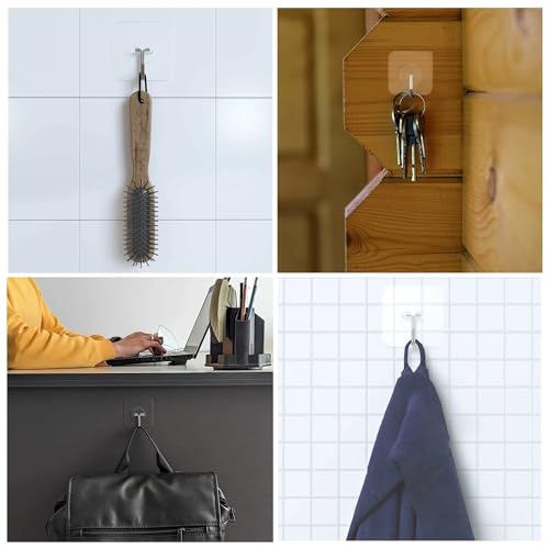 Image of Everline Multi - Functional Steel Over The Door Hook Hanger Organizer /Wall Hook Rack for Hanging Clothes, Towel in Room, Kitchen, Bathroom - Black (7 Hook) (Adhesive Wall Hooks)