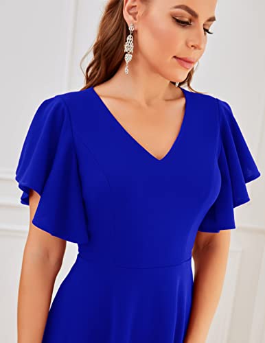 Image of Bridesmay Women's Formal Wedding Guest Dress for Women 2026 Short Sleeve Fit and Flare Tea Party Dresses