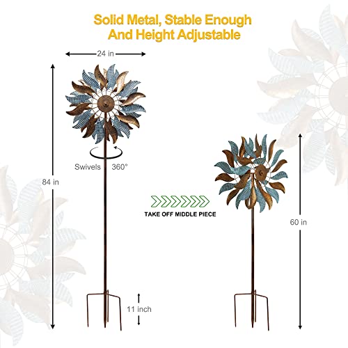 Limehill Metal Wind Spinner For Garden And Yard - Kinetic Wind Sculpture Outdoor Large (24 X 84 Inchese) #TOP4