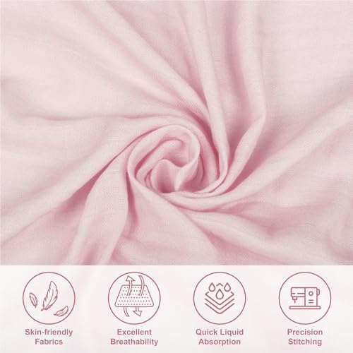 Image of Muslin Swaddle Blankets for Baby Girl, 2-Pack 70% Viscose from Bamboo and 30% Cotton Large Swaddle Blankets (47 inch x 47 inch), Solid Pink Color /Flower Print