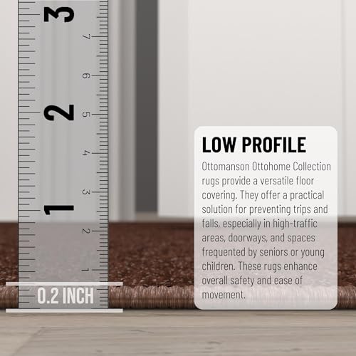 Ottomanson Ottohome Collection Rubberback Solid Design Area Rug/Mat, 67 cm x 90 cm, Brown - Image 4