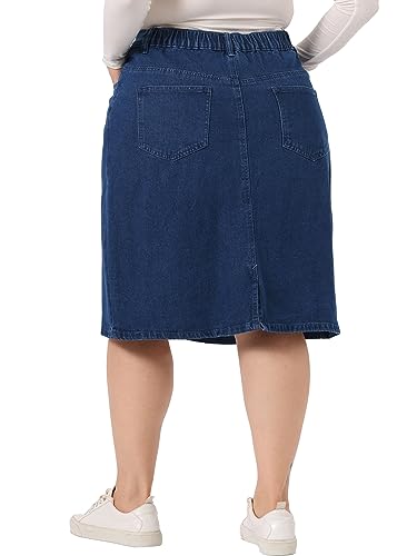 Agnes Orinda Plus Size Jean Skirt for Women Classic Basic 4-Pocket Denim Pencil Skirt with Slit4