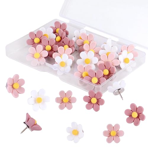 30 Stück Blumige Pinnnadeln Blumen Reißzwecken für Korkplatte Blumen Reißzwecken Bunte Pinnadeln für Pinnwand Board Korktafel Fotowand Büro