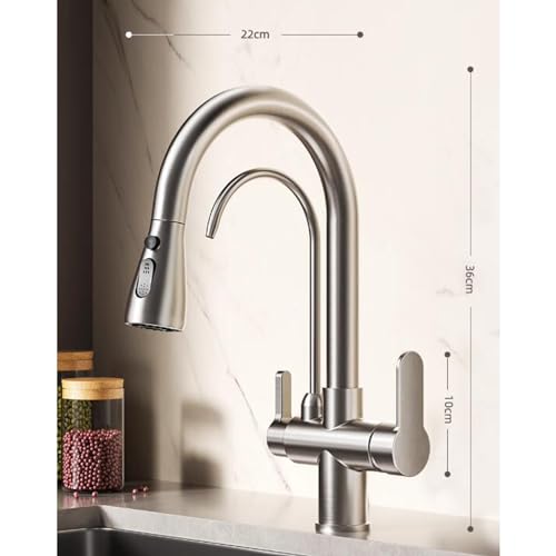 Grifo de cocina de 3 vías para agua filtrada y fregadero moderno 4