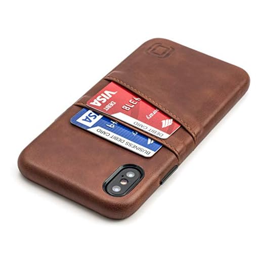 Dockem Wallet Case for iPhone X/XS: Built-in Metal Plate for Magnetic Mounting & 2 Credit Card Holders, (5.8" Exec M2, Synthetic Leather, Brown)
