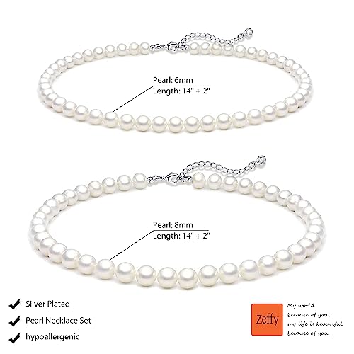 Image of Zeffy Pearl Necklace 4MM /6MM /8MM Dainty Round Imitation Pearl Choker Necklace Wedding Pearl Necklace Delicate Jewelry for Women Simple Bridesmaid Jewelry Gifts