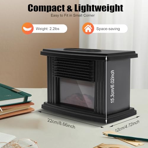 Electric Fireplace Heater, 1000W Mini Smart Portable Fireplace Infrared Fireplace Stove with 3D Flame Effect for Home Office Bedroom, Easy Operate - Image 3