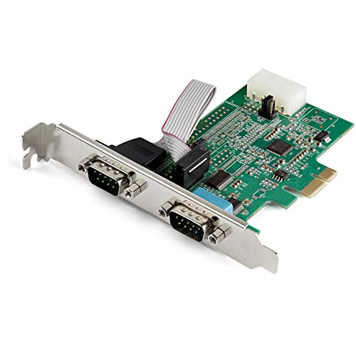 StarTech.com 2-port PCI Express RS232 Serial Adapter Card - PCIe RS232 Serial Host Controller Card - PCIe to Dual Serial DB9 Card - 16950 UART - Expansion Card - Windows, macOS, Linux (PEX2S953)