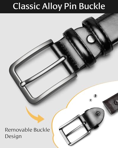 Mens Black Belt, Leather Dress Belts for Men Business Casual Pants Golf4