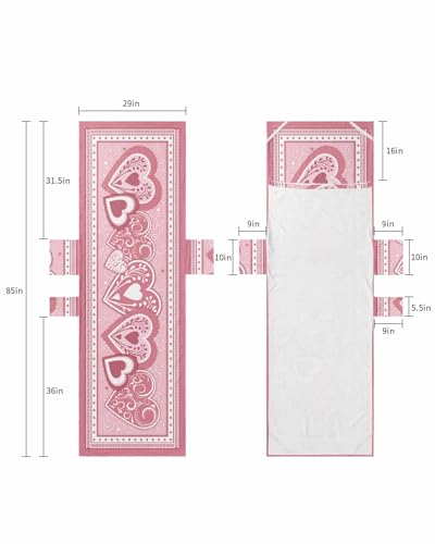 Pink Valentines Day Beach Lounge Chair Towel Cover, Soft Chaise Lounge Towel with Side Pockets Patio Pool Chairs Cover for Beach/Pool Sunbathing 29x85 Elegant Love Heart Pink Geometric