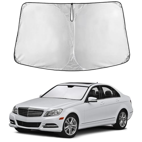 Image of EcoNour Windshield Sunshade Compatible for Mercedes Benz C Class 2008-2012 2013 2014, Sun Visor for Front Windshield & Window Sun Shade Cover, UV Heat Blocker & Protector, Car Accessories