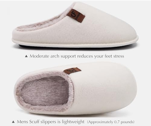 Image of COFACE Mens Cozy Memory Foam Scuff Slippers Casual Slip On Warm House Shoes Indoor /Outdoor Sandal Slippers With Arch Support Rubber Sole Size 7-15