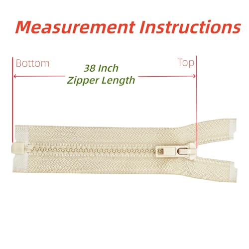 Image of YaHoGa 2PCS #5 38 inch Separating Jacket Zippers for Sewing Coats Jacket Zipper Replacement Plastic Zippers Bulk (38 inch Beige)