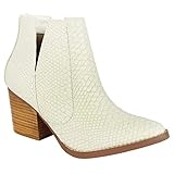 Not Rated Tarim Heeled V-Cut Bootie in Cream Snake, 8.5