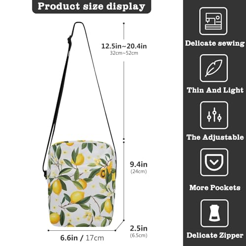 Crossbody Bag Lemon Summer Messenger Bag for Women Men Purse Shoulder Bag Satchel Bag with Adjustable Strap 214A94493