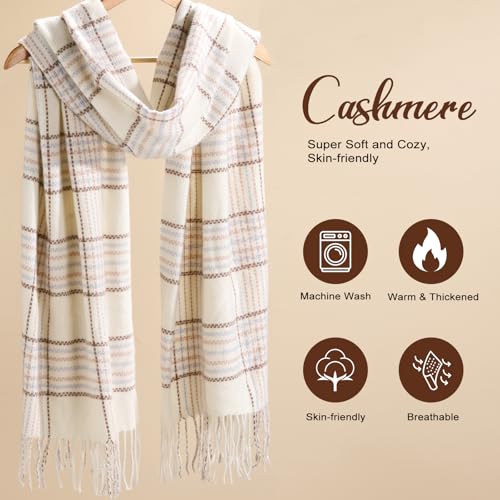 Clothirily Winter Scarf for Women - Womens Warm Pashmina Shawls and Wraps for Evening Dress Super Soft Winter Fashion Tassel Plaid Scarves Ladies Gifts4