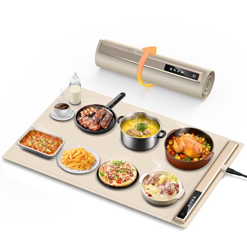 Image of Warming Mat for Food,10s Rapid Warm Food Warming Mat,3-Temp Food Warmer,Fast Heating BPA-Free Auto Shut Off Chafing Dishes For Buffet,Roll Up Food Warmers For Parties Buffet Valentine Gifts