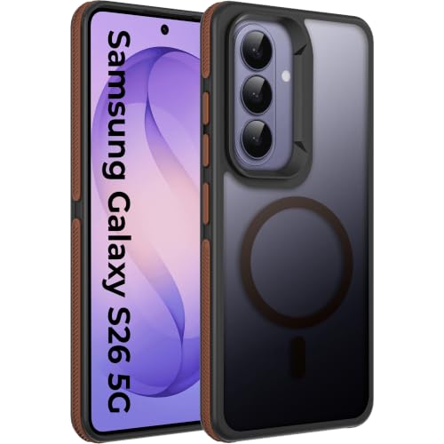 Image of A rtistque Compatible with MagSafe Frosted Ultra Matte Back Cover Case for Samsung Galaxy S26 5G | Smooth Grip Sides | Stylish Protective Design | Raised Camera Edges | S26 Back Cover - Brown
