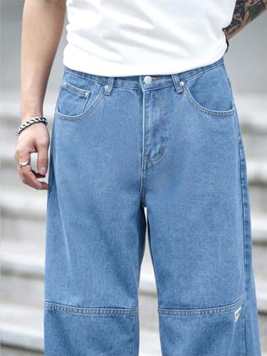 Image of URBAN POCKETS Jeans for Men | Denim Jeans | Baggy Fit | Wide Leg | Patchwork Style | Street Fashion | Casual Wear (U-26-27)