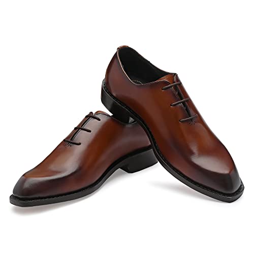 Image of Legwork Men's Leather Edge Oxford Diamond Shaped Italian Leather Dress Shoes Reverse Goodyear Welted Shoes for Men and Boys
