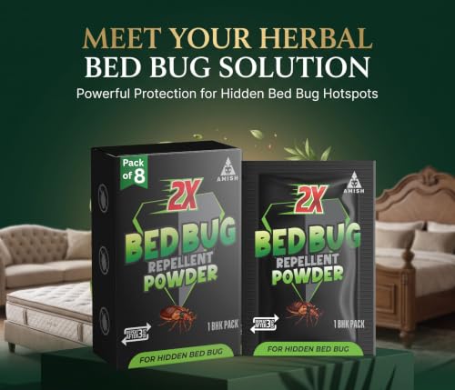Image of Amish 2X Bedbug Repellent Powder Pack of 8 | Fast-Acting Formula for Mattress, Sofa & Furniture | Long-Lasting Protection Against Hidden Infestations | Home Pest Control