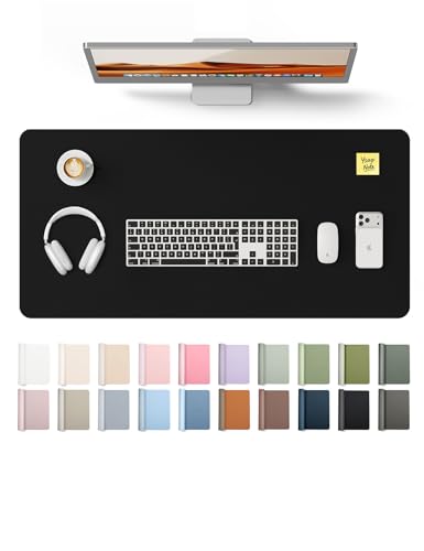 YSAGi Leather Desk Pad Protector, Office Desk Mat, Large Mouse Pad, Non-Slip PU Leather Desk Blotter, Laptop Desk Pad, Waterproof Desk Writing Pad Office and Home (Black, 35.4' x 17')