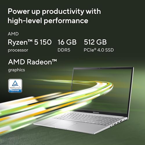 Image of ASUS Vivobook 15 (2026),AMD Ryzen 5 150,Fingerprint Sensor,16GB RAM, 512GB SSD,FHD, 15.6 inch, (39.6 cm),Windows 11,M365 Basic(1 Year)* Office 2024,Cool Silver,1.70 2 Year Brand Warranty