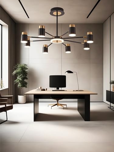 Lustre LED moderne réglable à 8 lampes noir pour salon